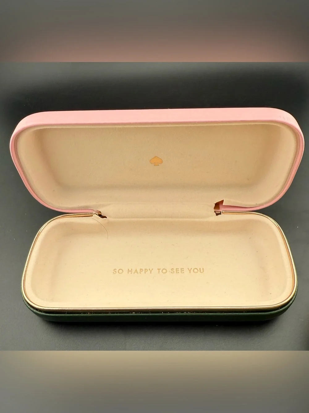 Kate Spade pink & green, hard shell eyeglass case.